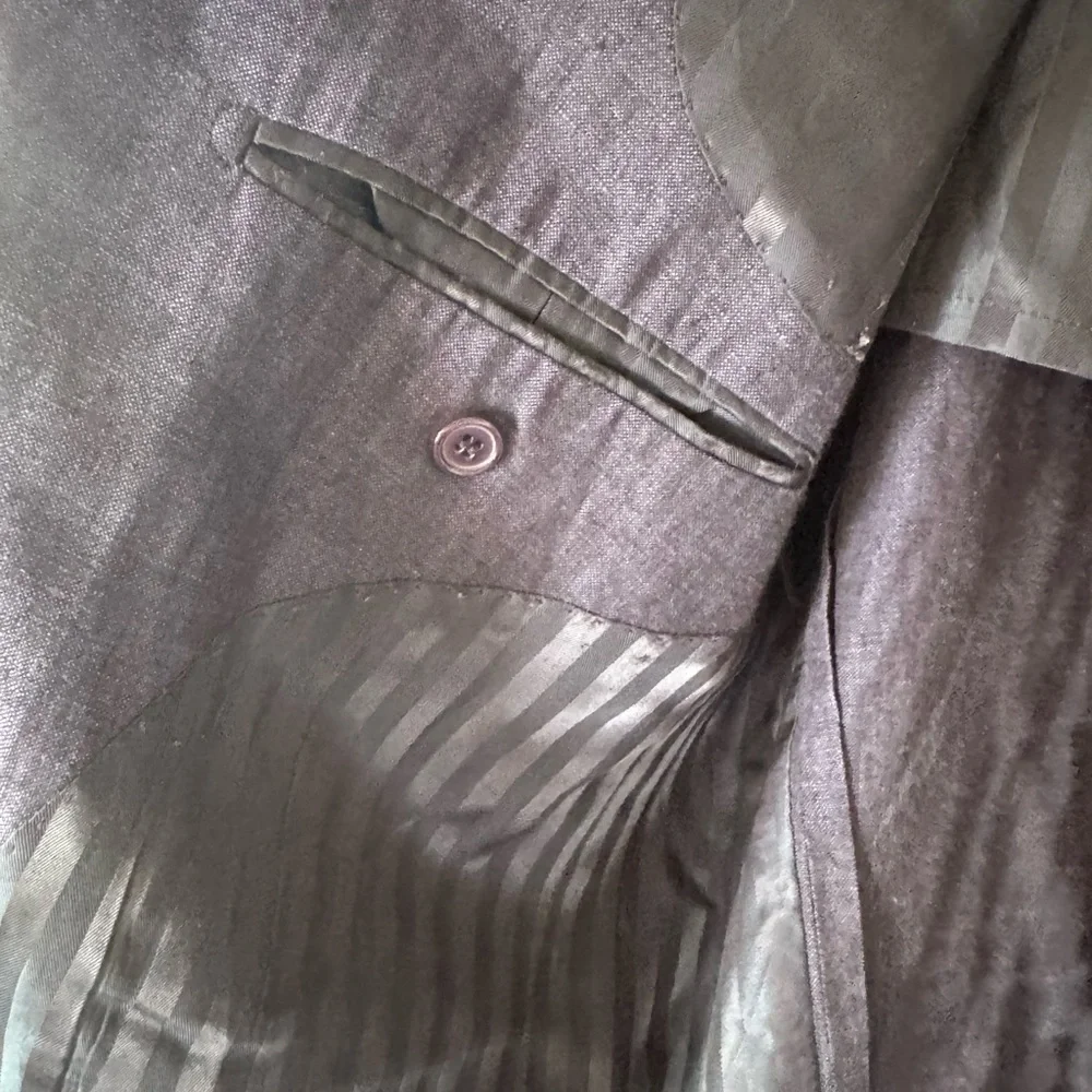 Denim Blue Linen Sport Coat Large Structured Shoulders